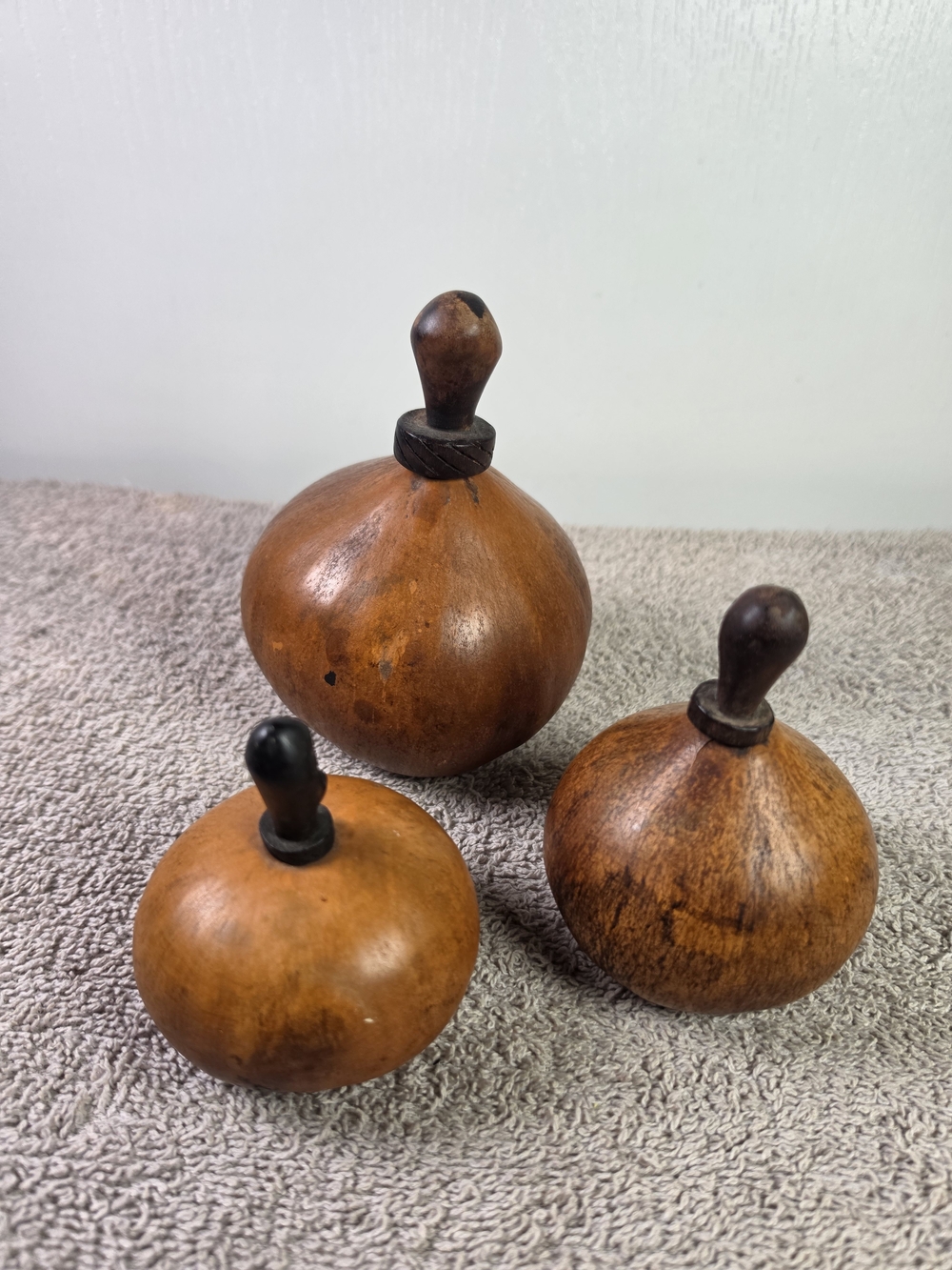 Set of 3 Traditional Calabash Medicine Containers With Wooden Stoppers - Picture 1 of 13
